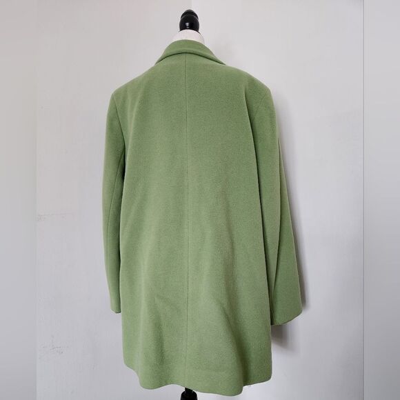 Pea Green Vintage 60s Cashmere Lambswool Peacoat Button Front Size XL - Picture 8 of 12